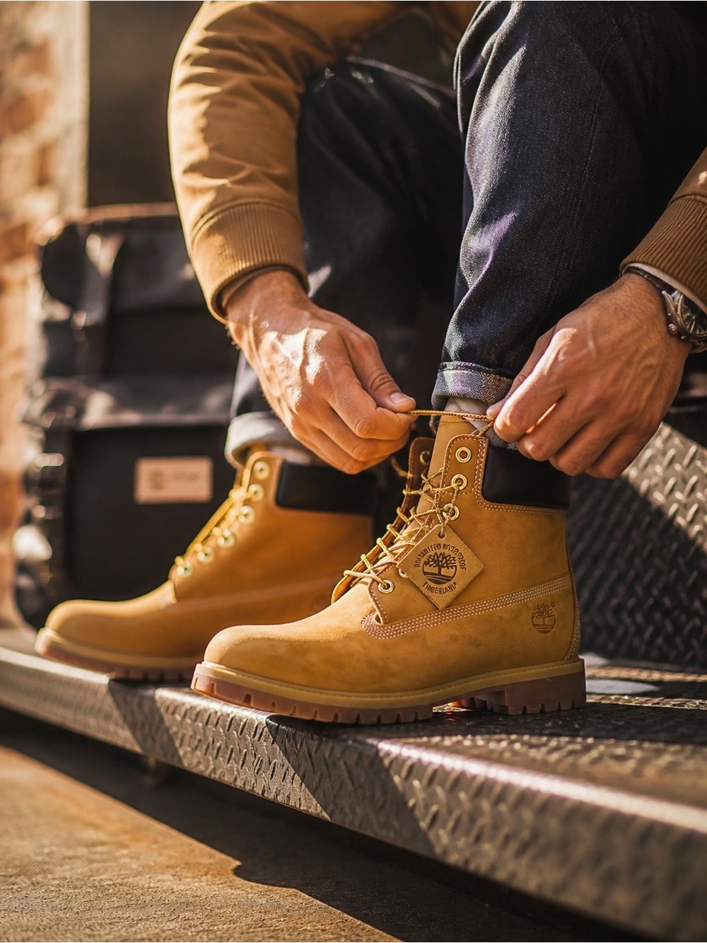 Timberland Wheat and Black Collar Men's Work Boots